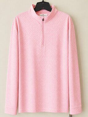 Grand Slam Georgia Peach Performance Golf Heathered Quarter Zip Pullover SZ L